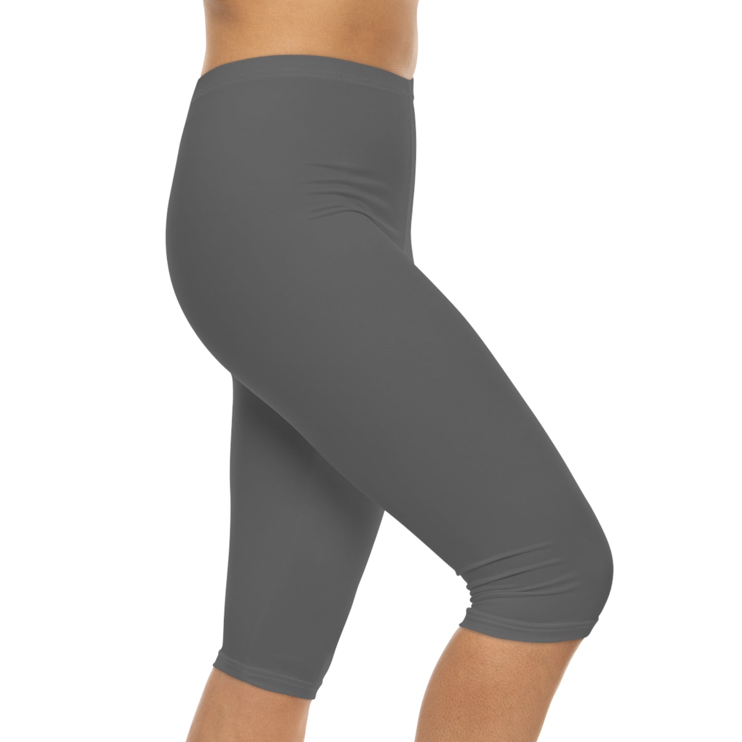 Dim Grey Color Women's Brushed Suede Poly Span Casual Capri Leggings XS-2XL