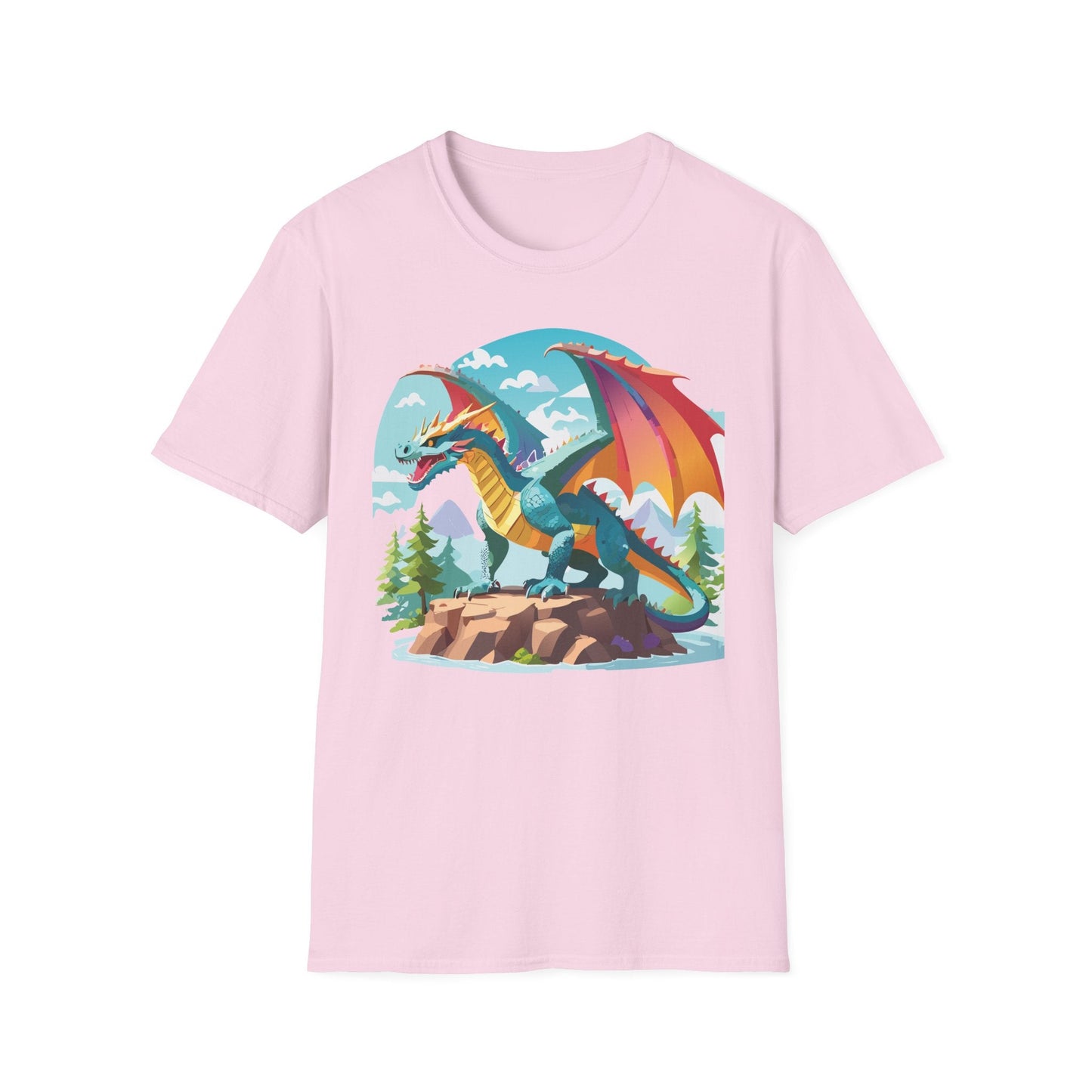Dragon Graphic Tee Unisex Softstyle 100 Percent Ring Spun Cotton Animal Art Print Shirt