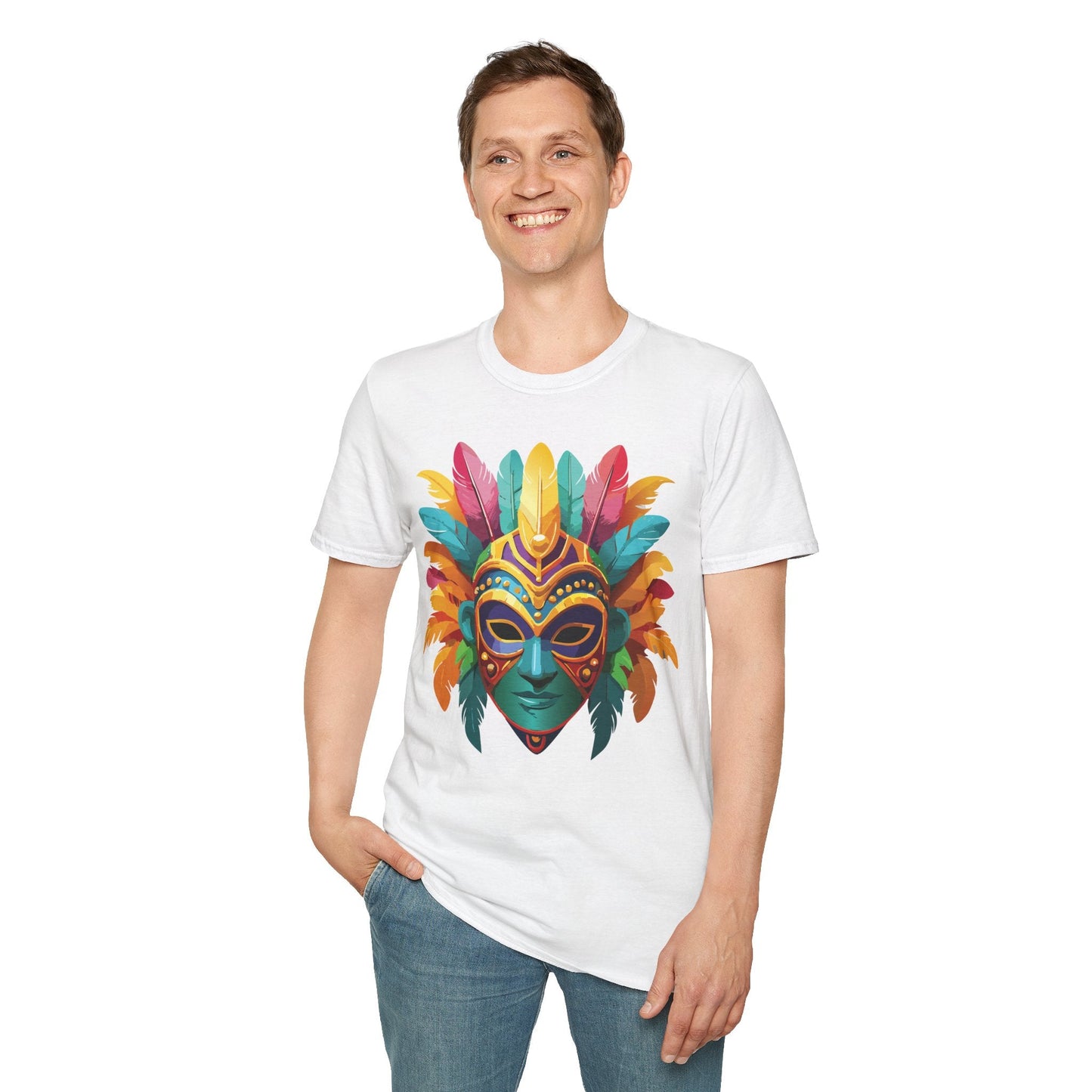 Mask Tee Shirt Unisex Masquerade Design Gildan Softstyle 64000 100 Percent Ring Spun Cotton Tee