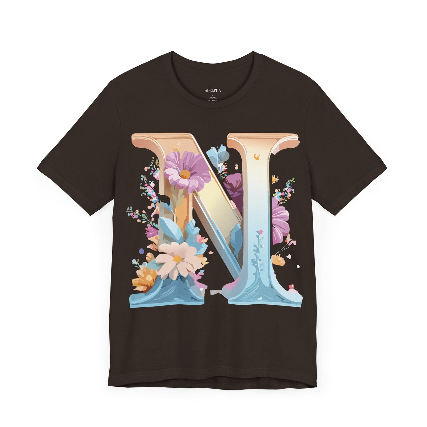 Letter N Shirt Unisex Graphic Tee By Adelpha Vintage Inspired Artwork Short Sleeve