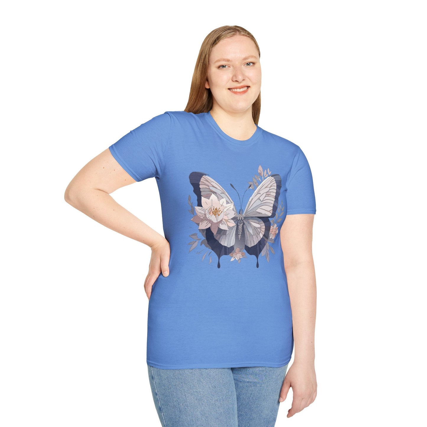 Butterfly T Shirt Unisex Monarch Print Softstyle Cotton Tee for Everyday Comfort