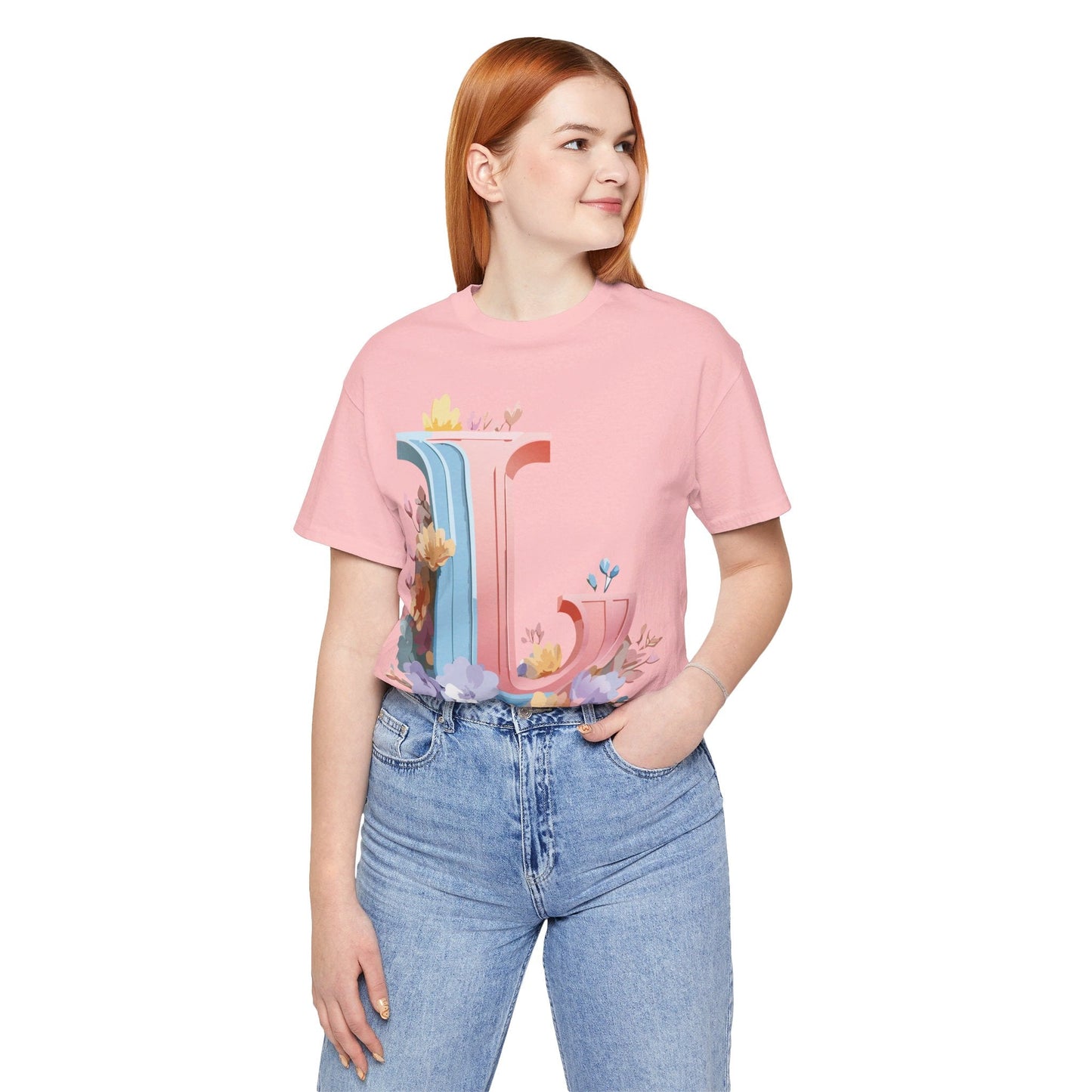 Letter L Shirt Graphic Tee Unisex Short Sleeve Vintage Inspired Artwork Adelpha Premium