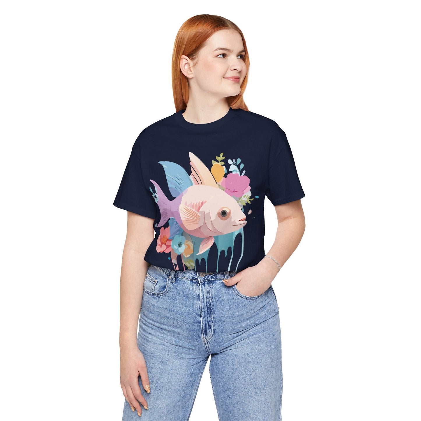 Adelpha Fish Graphic Tee Unisex Jersey Short Sleeve Vintage Art Design Tee Shirt Premium Quality