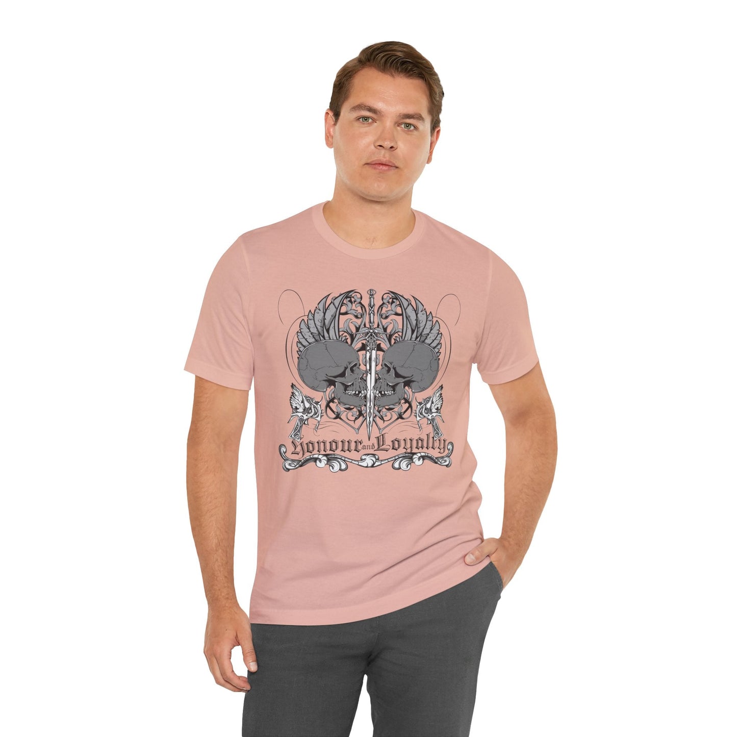 Honor Loyalty crest tee Gothic heraldry skulls wings emblem Art-48