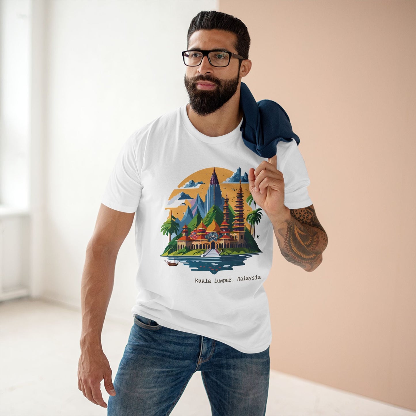Travel Shirt Kuala Lumpur Tourist Shirt Unisex Premium Cotton Art Tee Retro2Nova Original Design