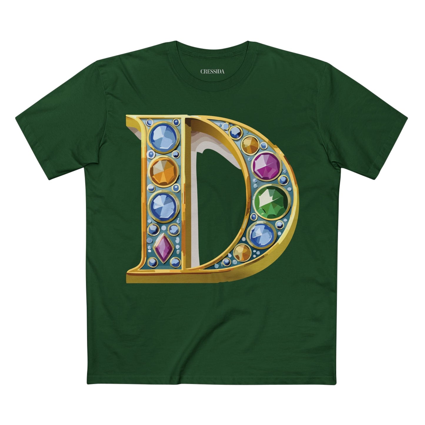 Letter D Graphic Design Tee Unisex 100 Cotton With Antique Gold Letters Artwork T-Shirt