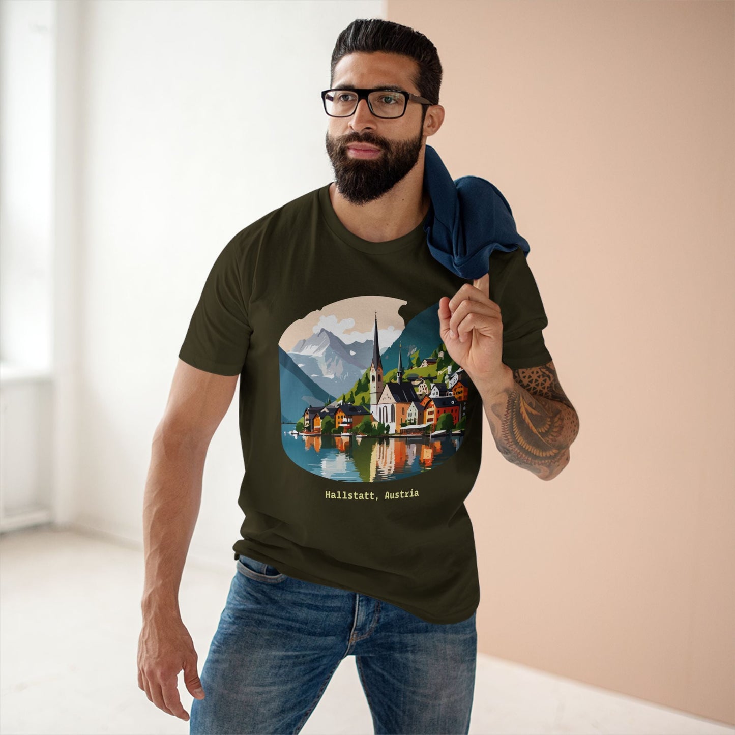 Austria Travel Shirt Unisex Premium Cotton Tee Featuring Original Art Design Retro2Nova