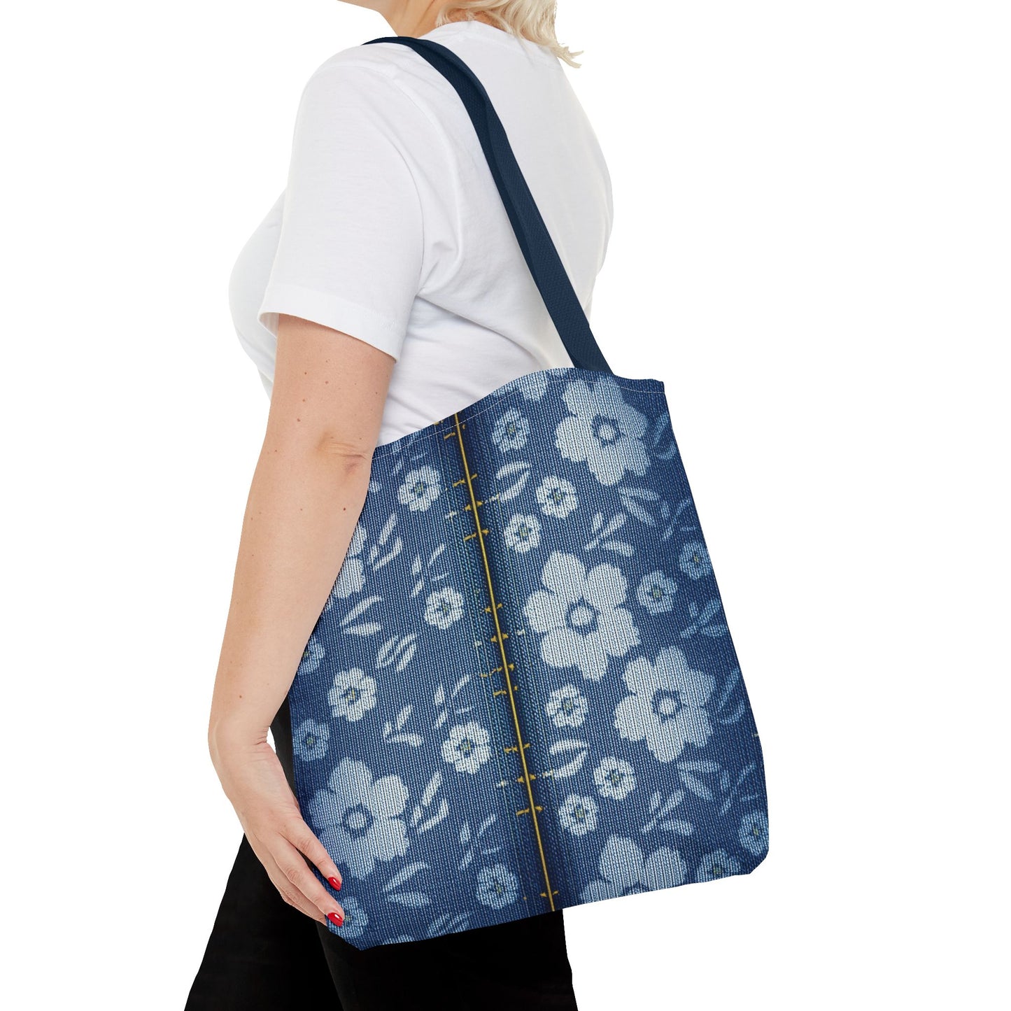 Denim Fabric Imitation Print Unisex Canvas Bag Poly Spun 3 Sizes Tote Bag 118