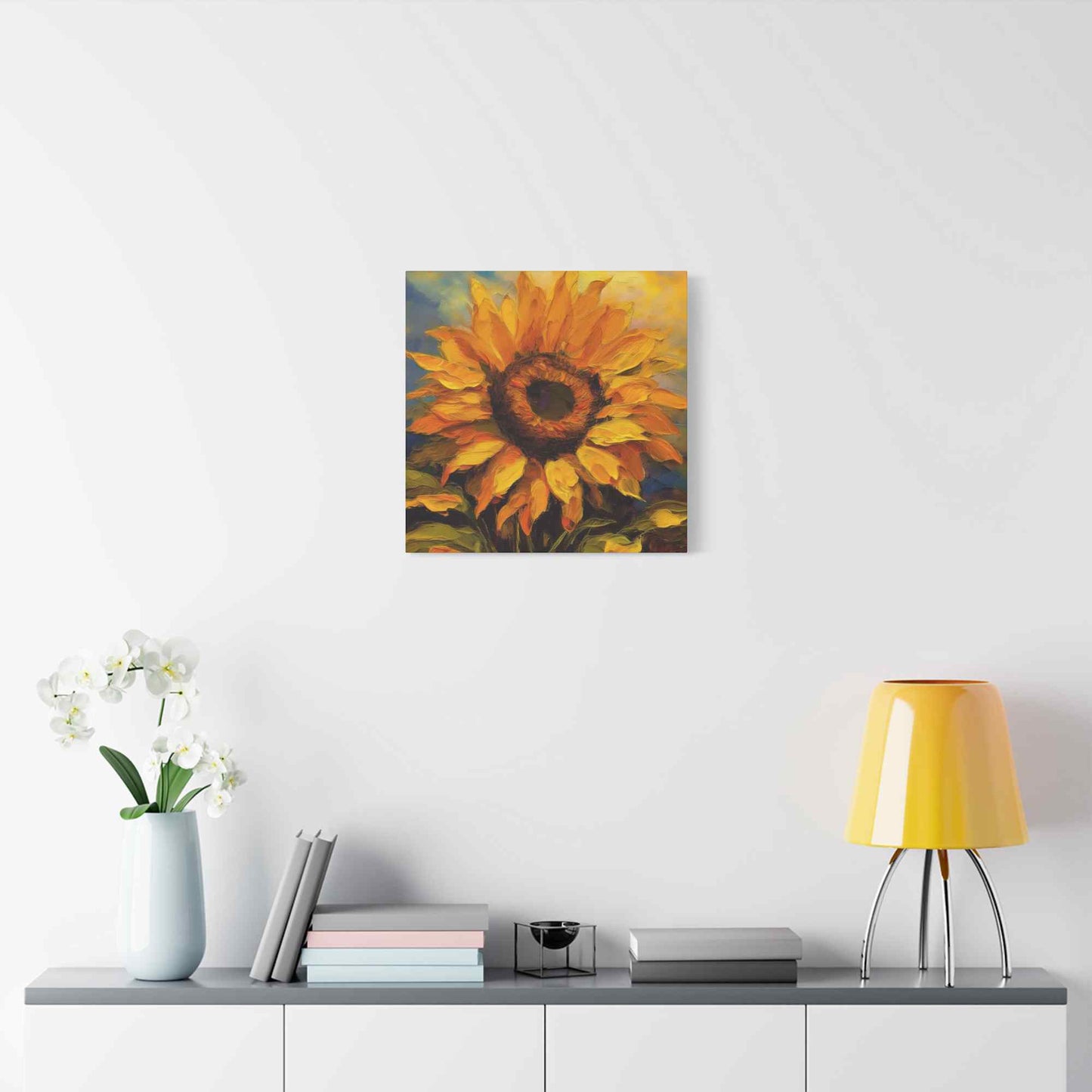 Sunflower Print Canvas, Flower Oil Paint Print 20x20, 24x24, 30x30, 32x32, 36x36, Floral Art Design Print Non-Frame MC-26