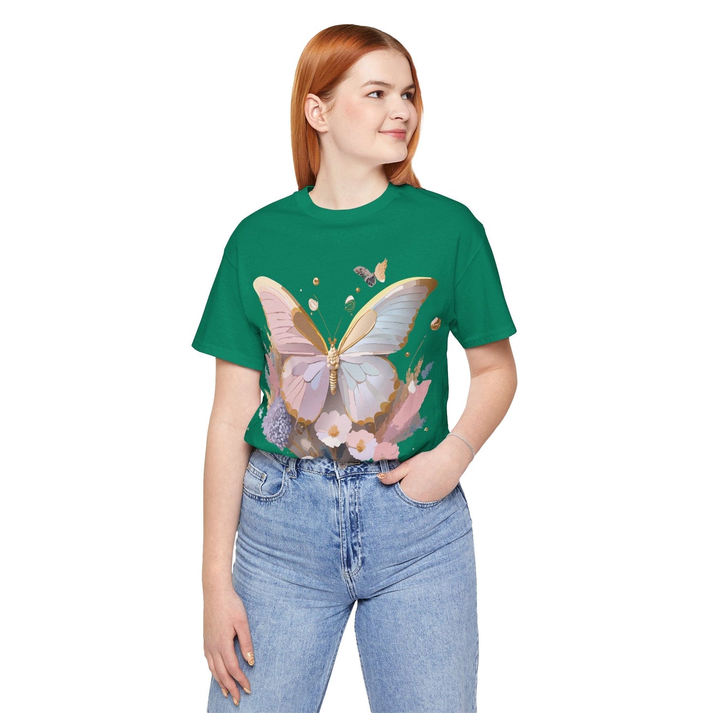 Butterfly Graphic Unisex 100 Cotton Lightweight Vintage Floral Design Jersey Tee 12