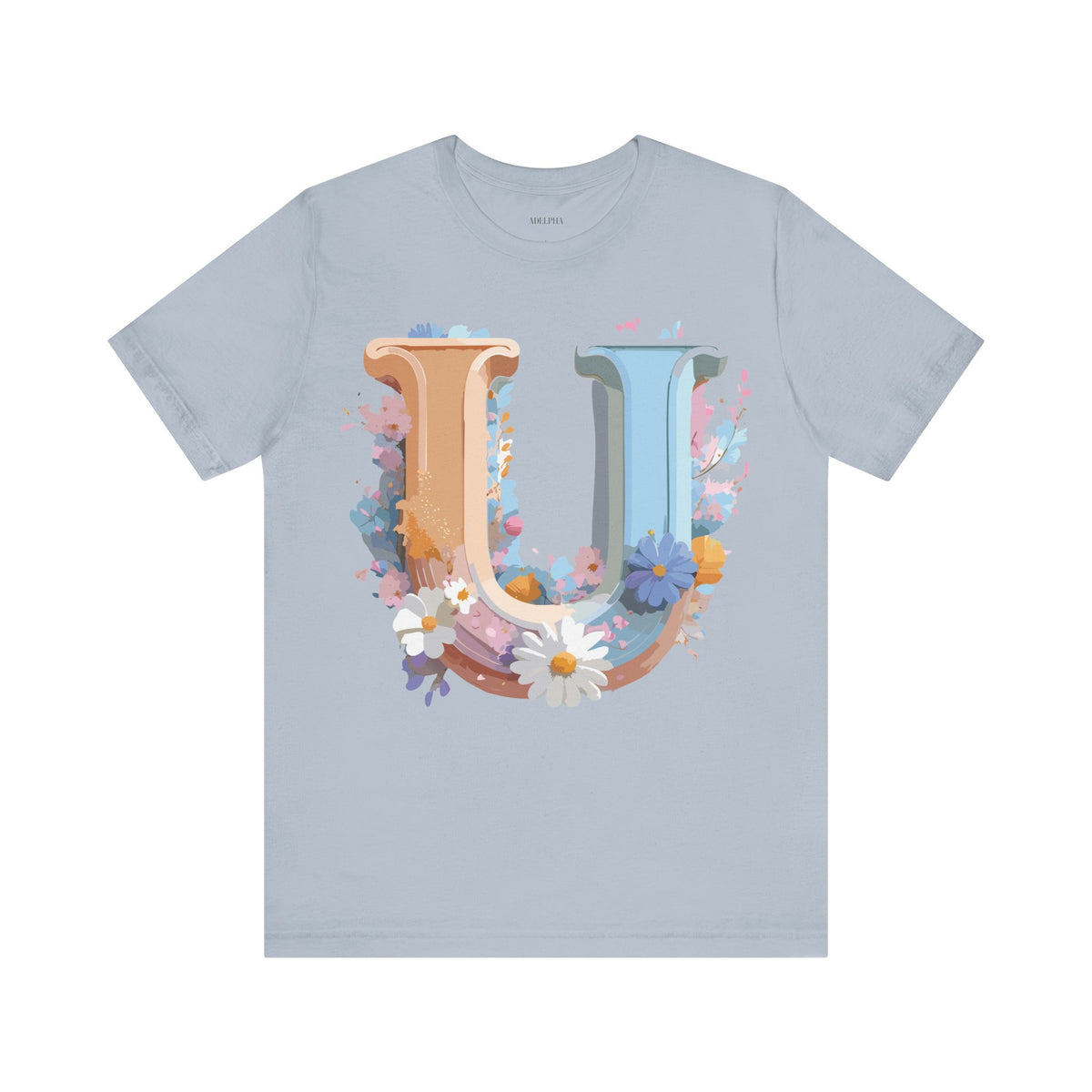 Letter U Graphic Unisex Cotton Bella+Canvas Tee with Art Letter Design