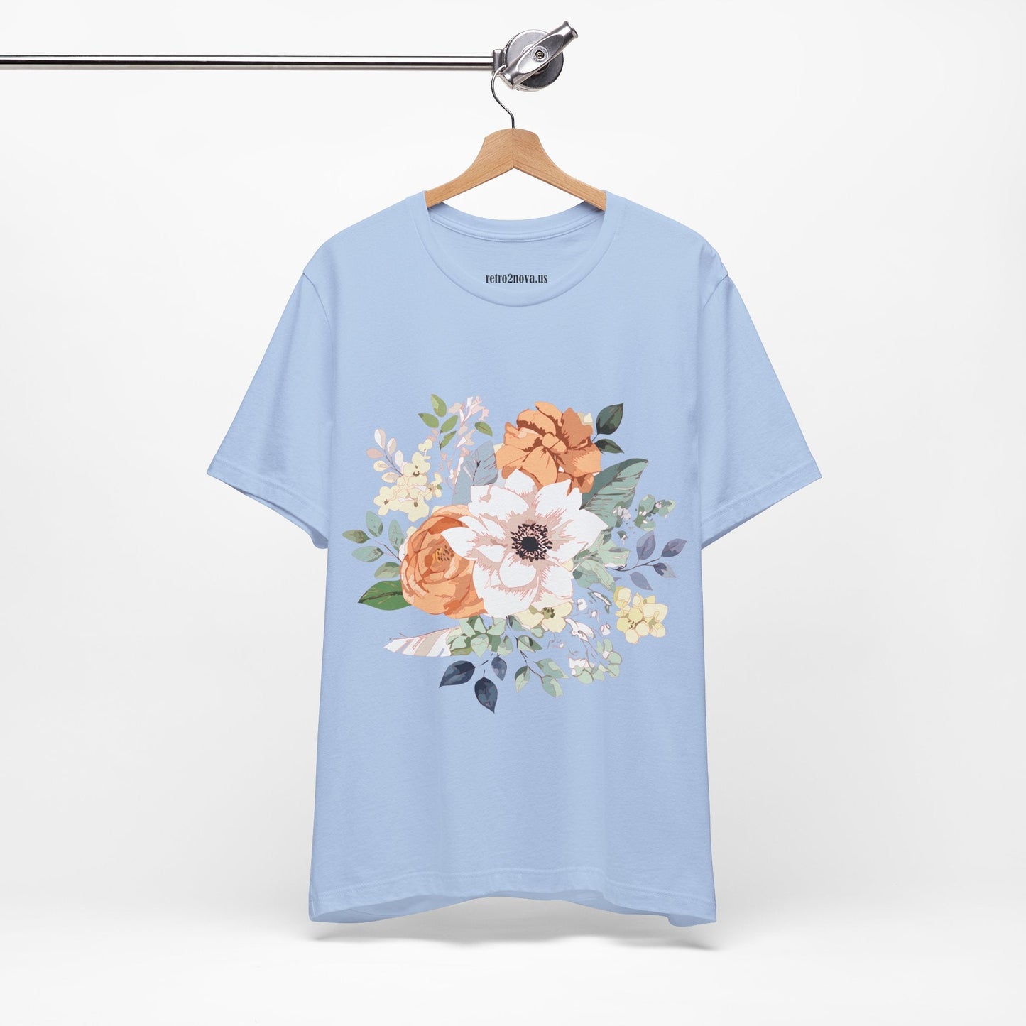 Unisex Floral Shirt Jersey Short Sleeve Tee Lightweight Breathable Flowers Collection Retro2Nova