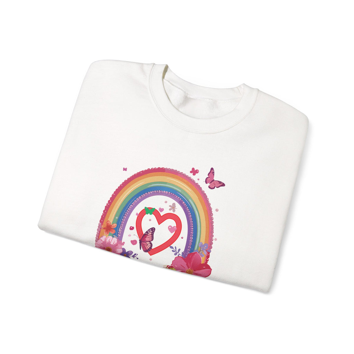 Rainbow Heart Sweatshirt, Floral Heart Sweatshirt, Floral Love Sweatshirt, Valentine's Day Sweatshirt, Rainbow Heart Floral Sweatshirt 112