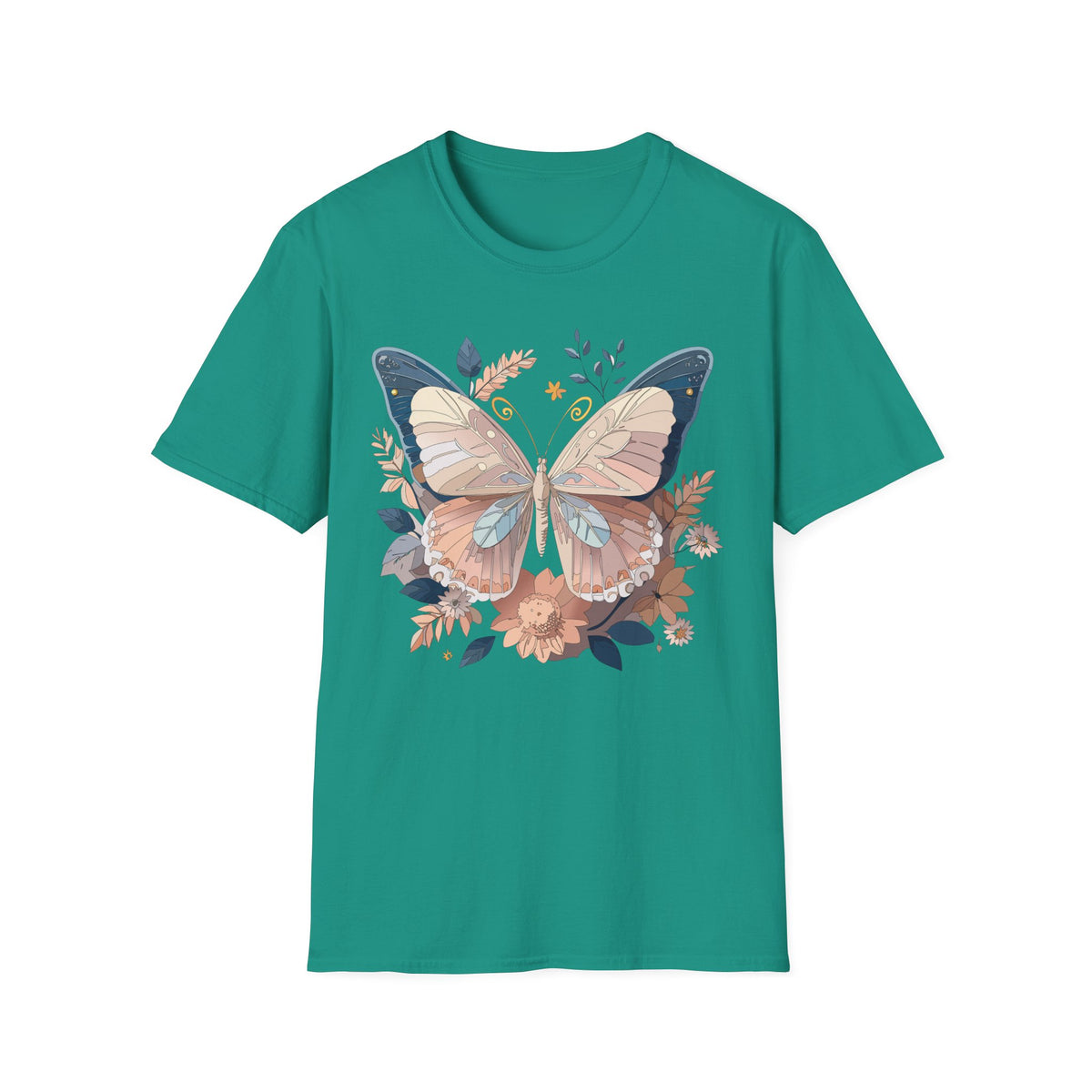 Pastel Botanical Butterfly T-Shirt | Floral Wings Nature Graphic Tee Unisex 100 Cotton Gildan T-Shirt