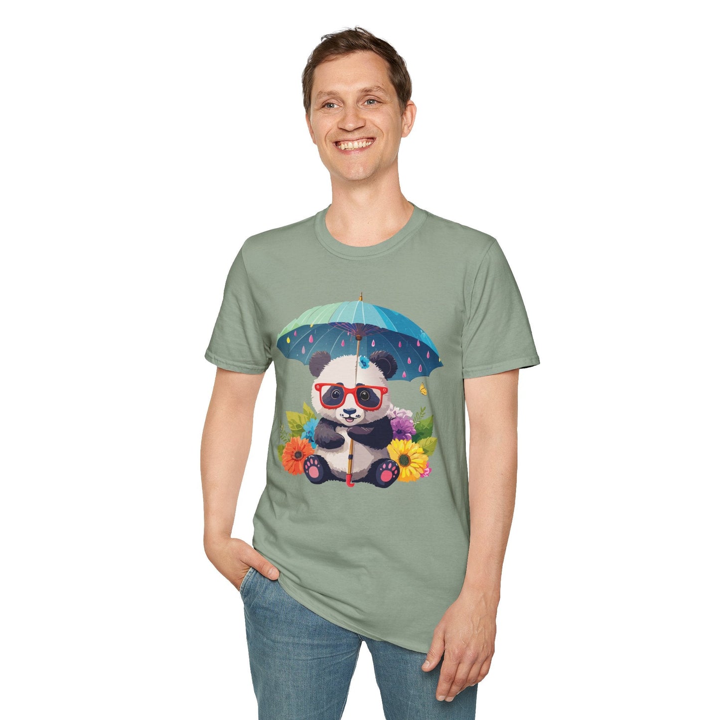 Panda Shirt Unisex Tee 100 Percent Ring Spun Cotton Softstyle Gildan 64000 Animal Print