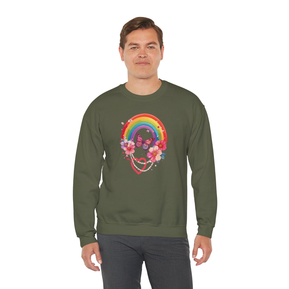 Rainbow Heart Sweatshirt, Floral Heart Sweatshirt, Floral Love Sweatshirt, Valentine's Day Sweatshirt, Rainbow Heart Floral Sweatshirt 106