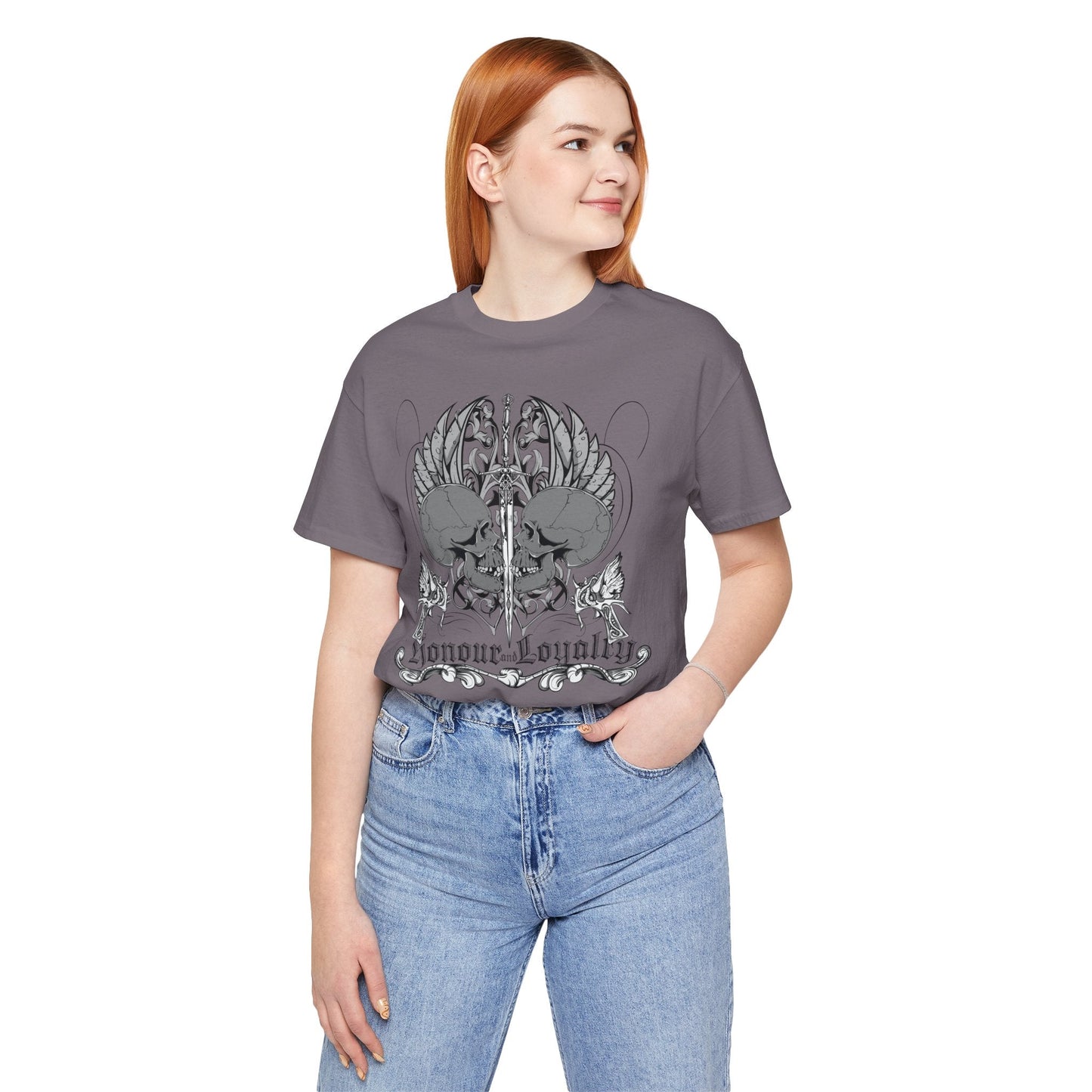Honor Loyalty crest tee Gothic heraldry skulls wings emblem Art-48
