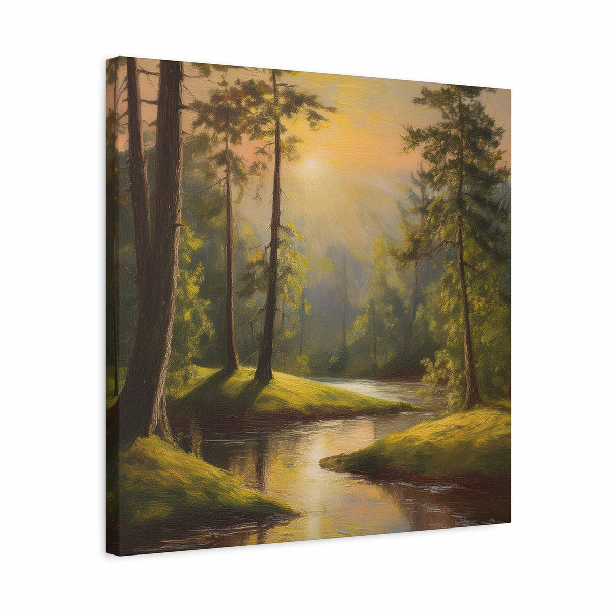 Forest Print Canvas, Trees Oil Paint Print 20x20, 24x24, 30x30, 32x32, 36x36 Art Design Print Pine-Wood Inner Frame MC-68