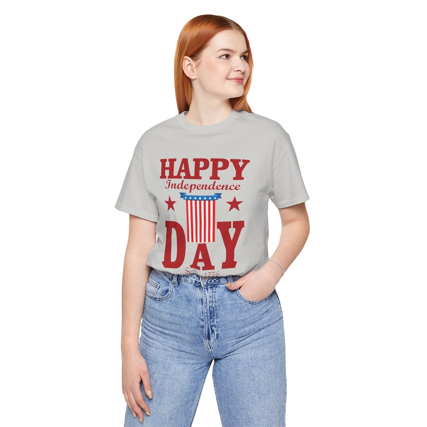 Happy Independence Day Graphic Unisex Cotton T-Shirt 018
