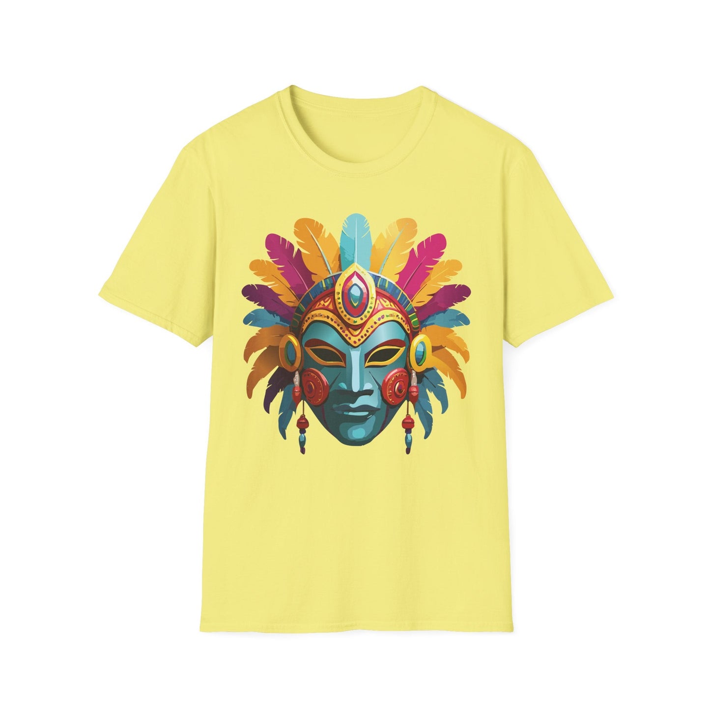 Mask Tee Shirt Unisex Short Sleeve Graphic Tee Masquerade Design 100 Percent Ring Spun Cotton