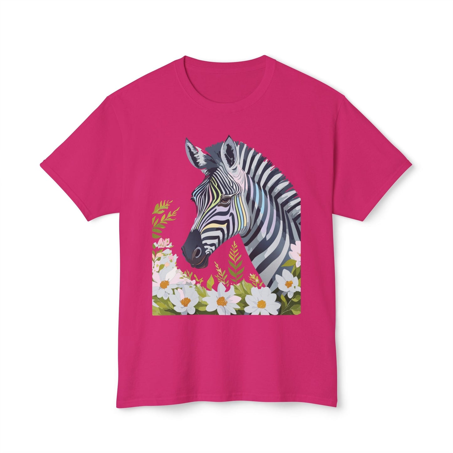 Unisex Zebra Art Design T Shirt With Floral Print HD Cotton Premium USA Made Jersey
