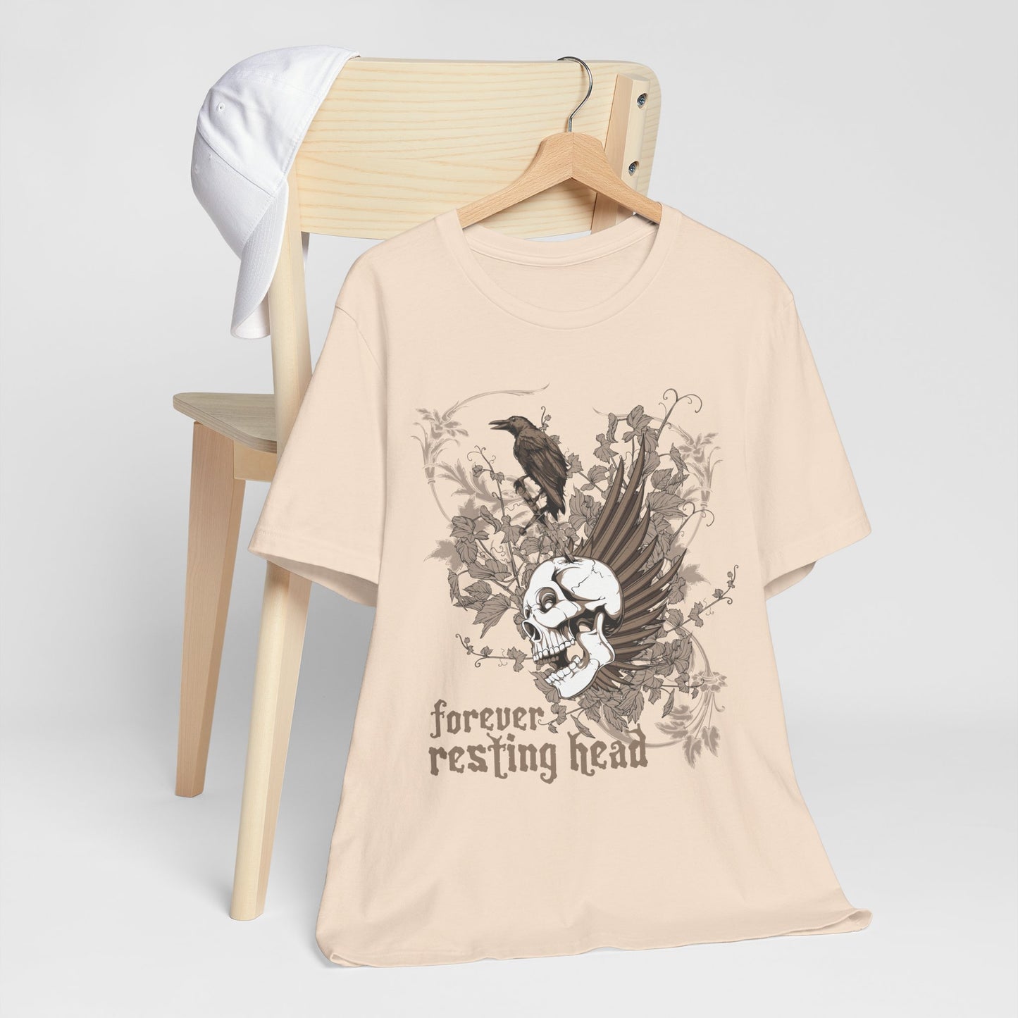 Forever Resting Head Tee, Edgy Graphic Shirt, Music T-Shirt, Gothic Tees, Skull Shirt, Art Design Tee, Skull Graphic Top