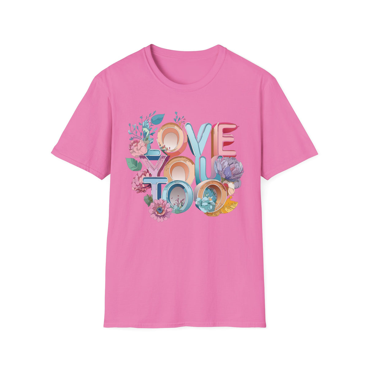 Love You Floral Typography T-Shirt | Pastel Retro Letters