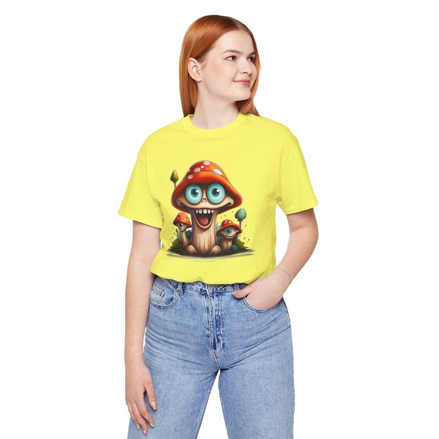 Cute Mushroom Graphic Tee, Fun Cartoon Shirt, Funny Mushroom Shirt, Cute Cartoon Tees, Graphic T-Shirt, Art Design T-Shirt