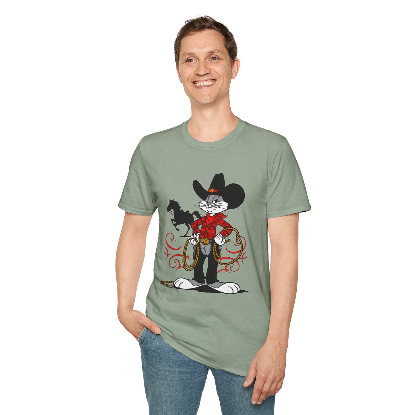 Cartoon Bunny Graphic Unisex Cotton Animal Animation Artwork Design Tee 1