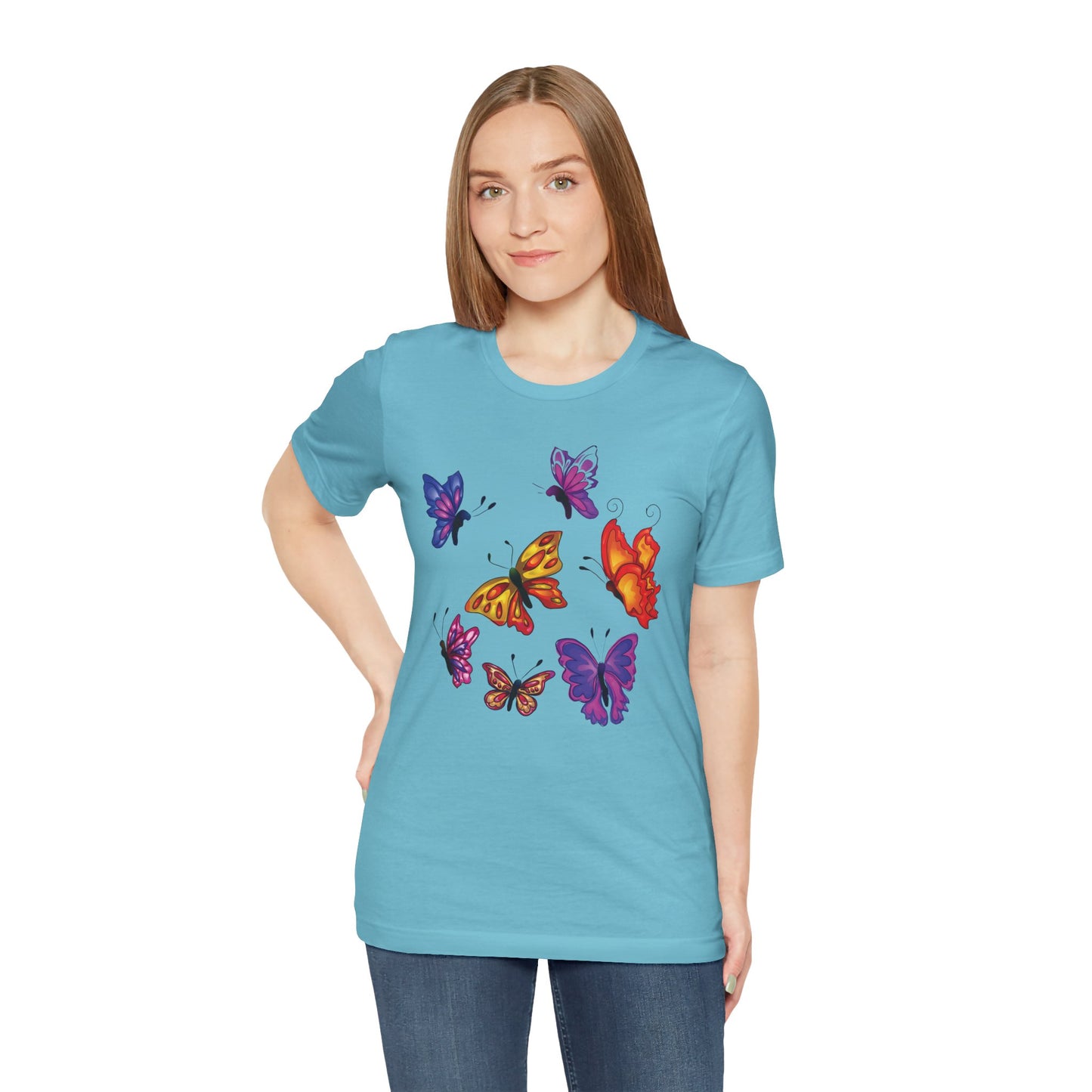 Cotton Tee Shirt with Butterfly Prints