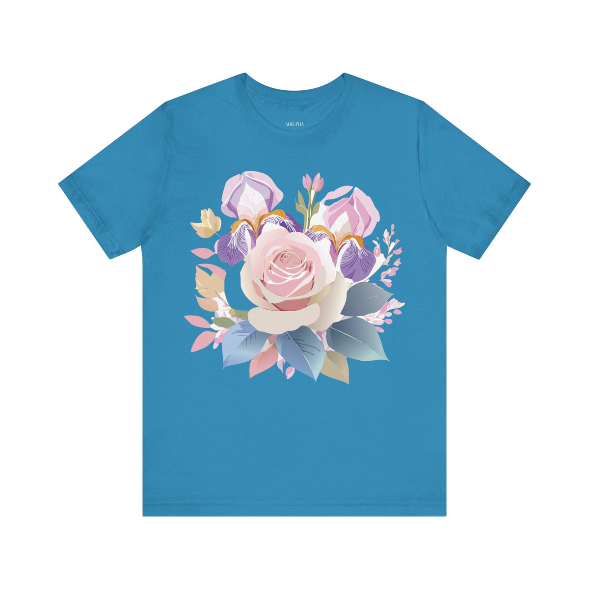 Floral Graphic Unisex Cotton Bella+Canvas Tee with Flowers Art Design n119
