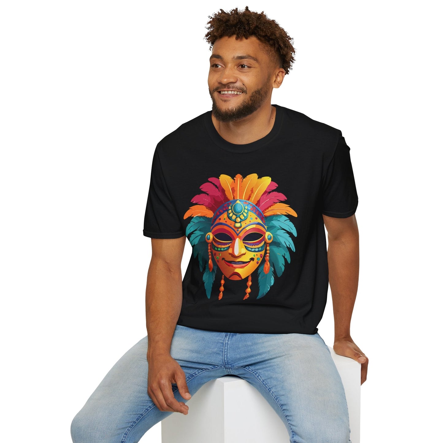 Mask Tee Shirt Unisex Softstyle Gildan 64000 100 Percent Ring Spun Cotton Masquerade Tee