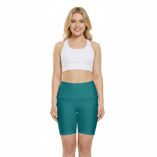 True Teal Women's Workout Shorts — Teal Athletic Biker Shorts for Yoga & Gym