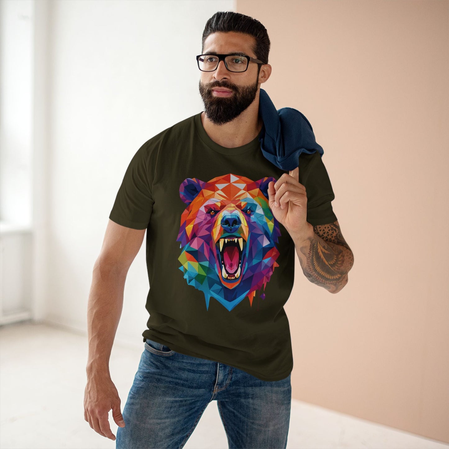Bear Graphic Unisex 100 Cotton Staple Tee with Animal Design Artwork 15