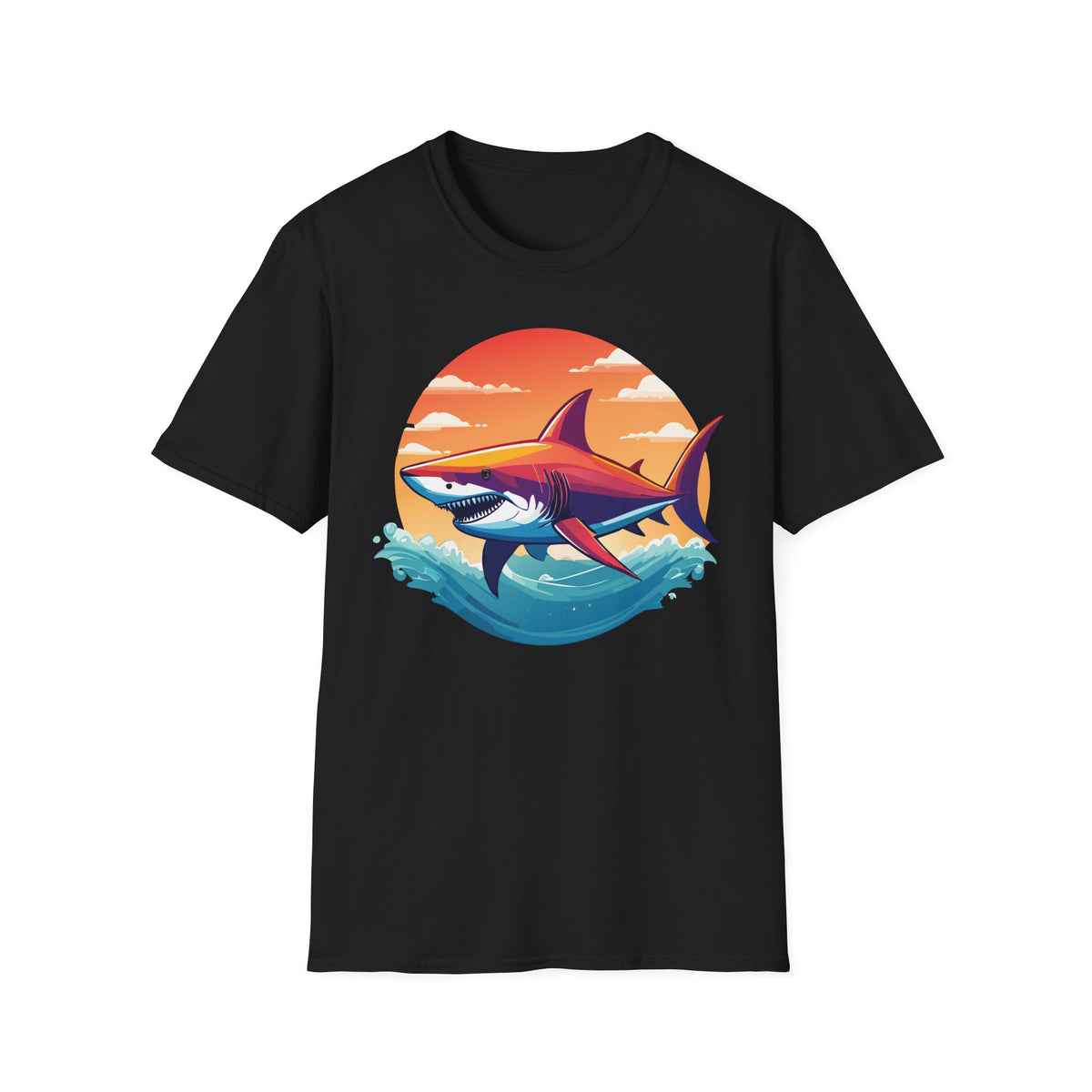 Sunset Shark T-Shirt | Retro Ocean Shark Illustration