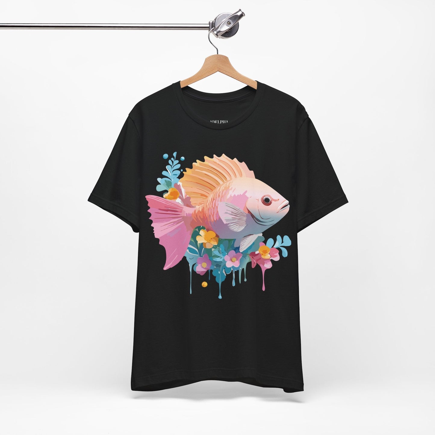 Adelpha Fish Graphic Tee Unisex Short Sleeve Shirt Vintage Inspired Art Design Collection