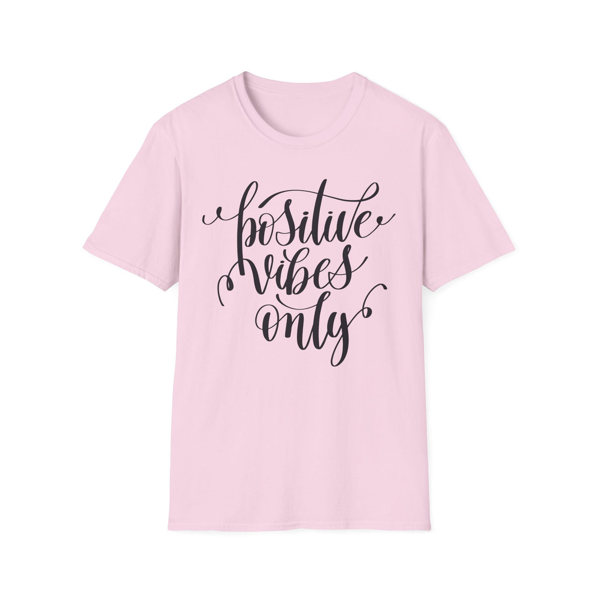 Positive Vibes Only T-Shirt Unisex Cotton Short Sleeves Handlettered Inspirational Tee