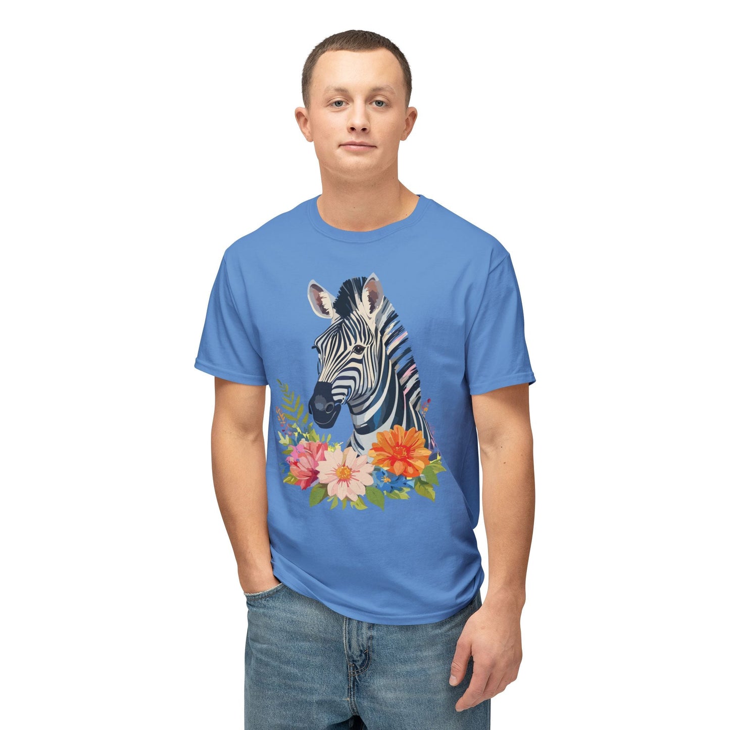 Unisex Zebra Art T Shirt With Full Color Print 100 Percent Cotton Jersey Tee Premium