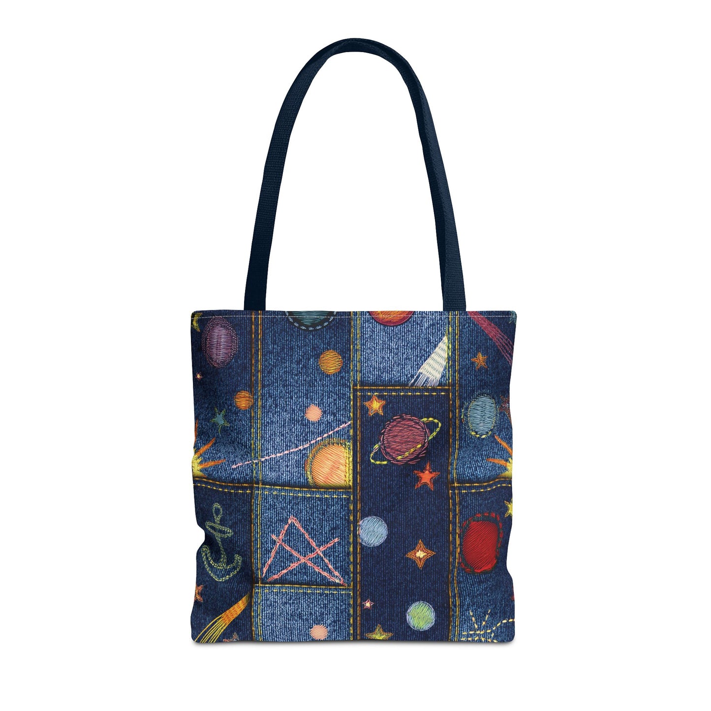Denim Fabric Imitation Print Unisex Canvas Bag Poly Spun 3 Sizes Tote Bag 183-2