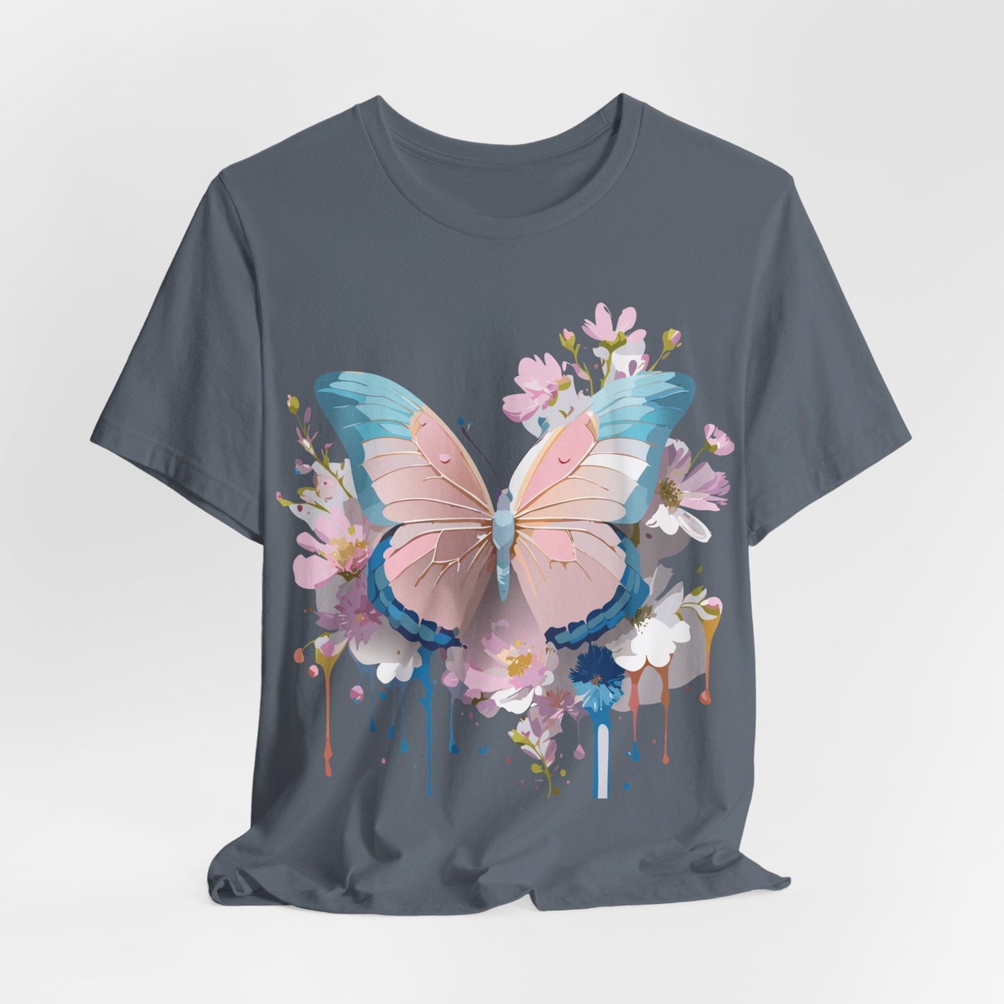 Butterfly Graphic Unisex 100 Cotton Lightweight Vintage Floral Design Jersey Tee 25