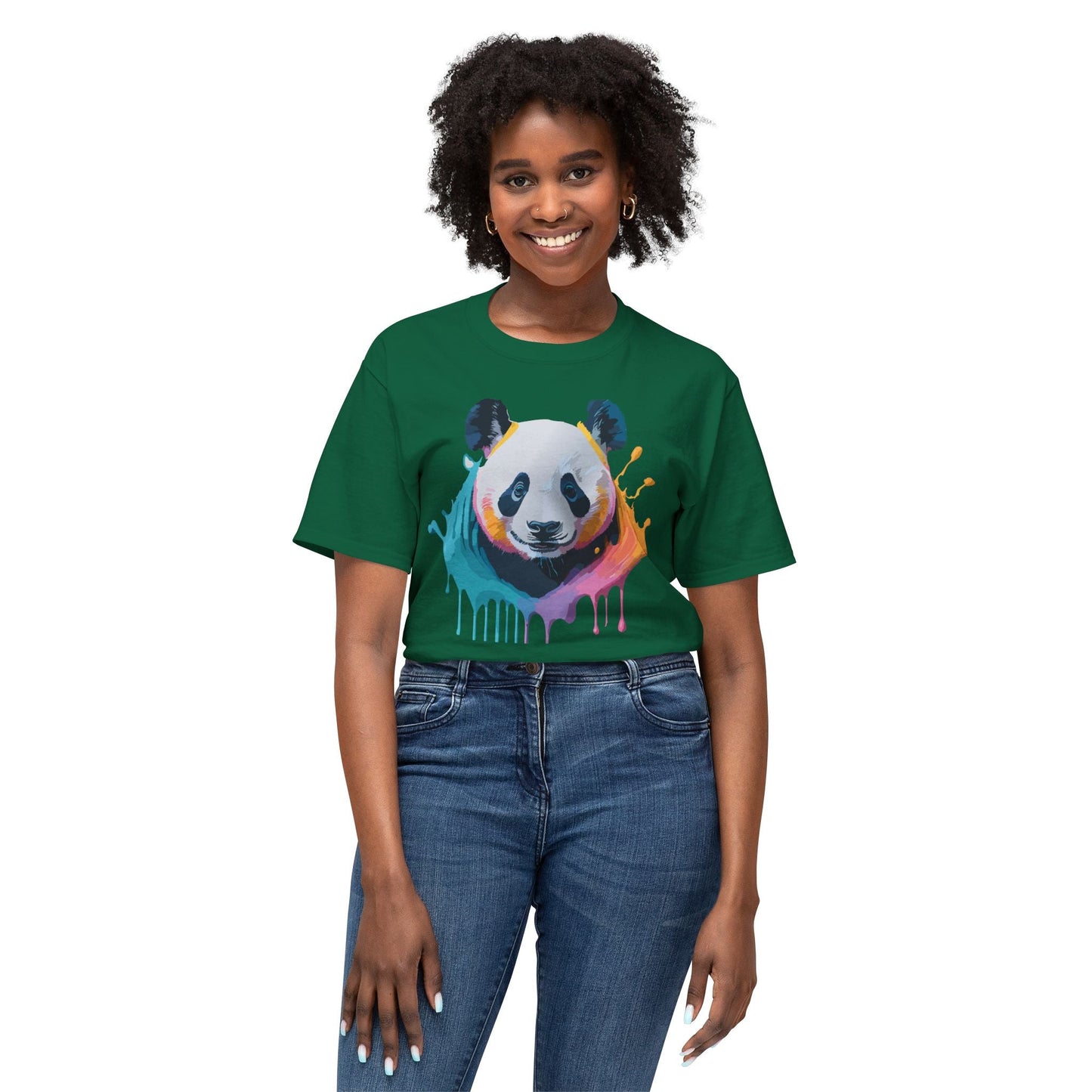 Unisex HD Cotton Panda T Shirt With Full Color Panda Art Print Made In USA Premium Fit For All Sizes