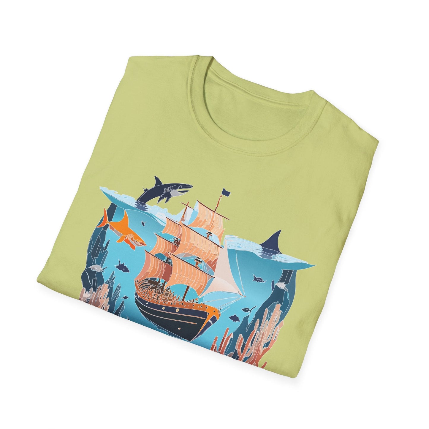 Ocean Tee Shirt Unisex Softstyle 64000 U Boat Design 100 Percent Ring Spun Cotton Tee