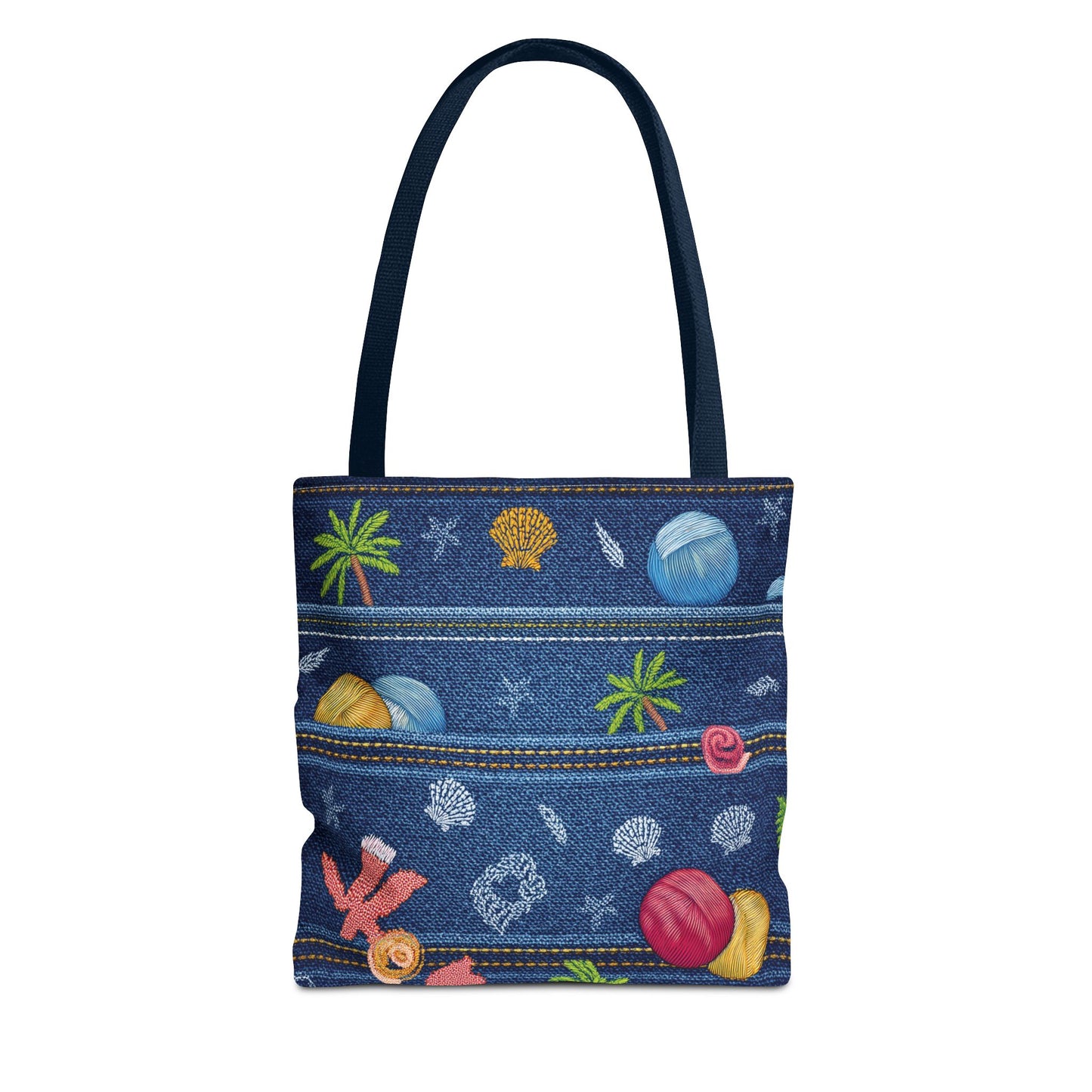Denim Fabric Imitation Print Unisex Canvas Bag Poly Spun 3 Sizes Tote Bag 182-8