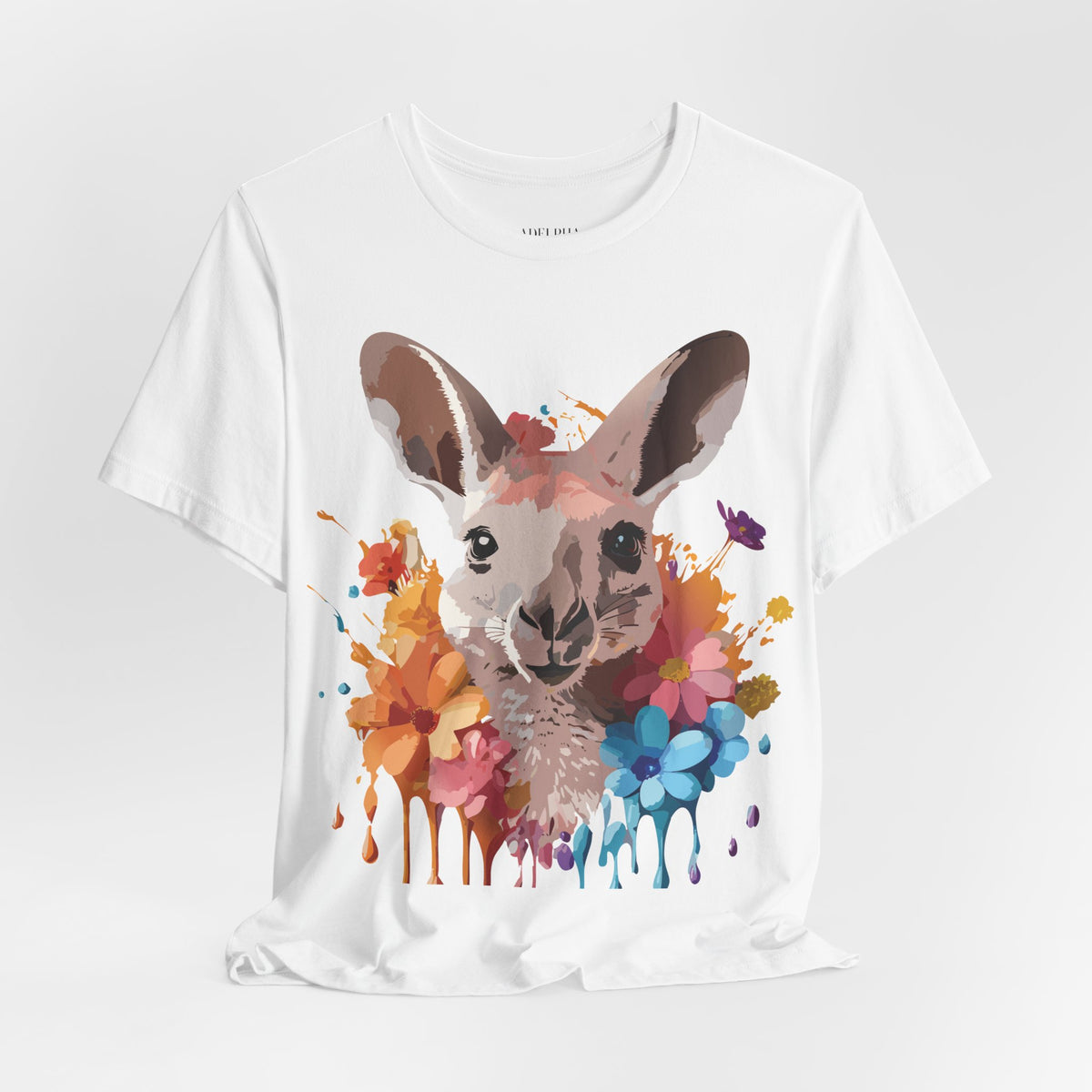 Kangaroo Graphic Unisex Cotton Bella+Canvas Tee with Art Animal Design e41