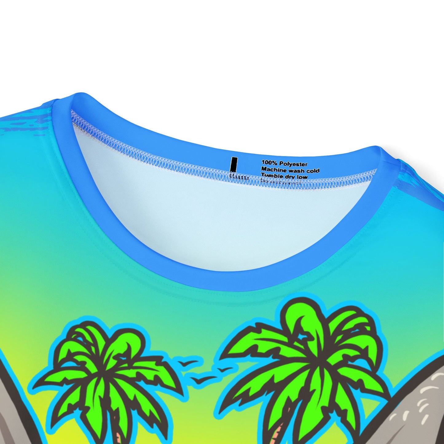 63 Unisex Poly T-Shirt with Cartoon Graphic Design