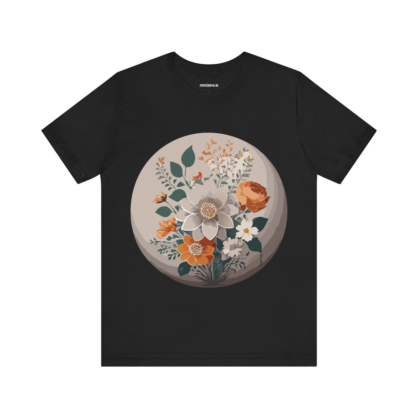 Retro2Nova Floral Shirt Unisex Short Sleeve Tee Lightweight Breathable Cotton Blend Jersey