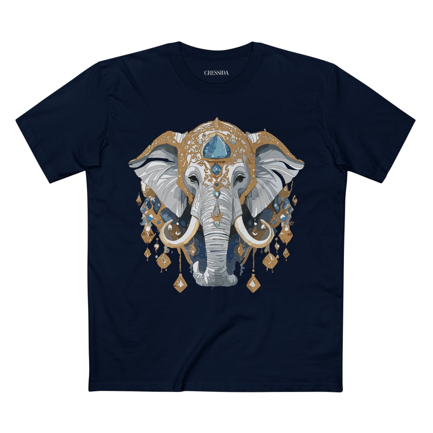 Elephant Graphic Unisex 100 Cotton Tee With Unique Animal Golden Medallion Art Design 40