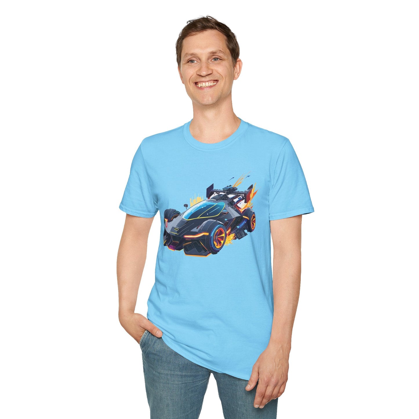 Unisex Car T Shirt With Cars Design Hot Wheels Graphic Tee Gildan Softstyle 64000