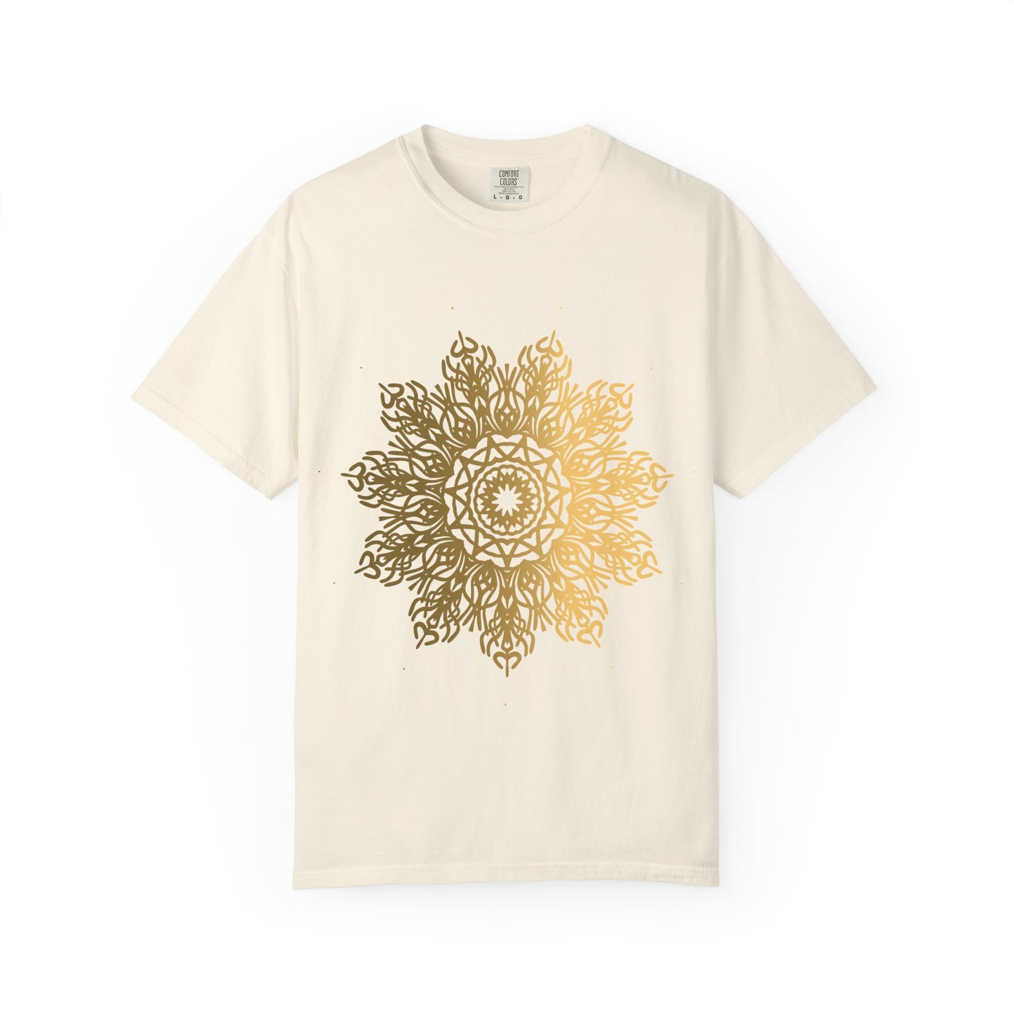 Unisex Garment Dyed Cotton T-Shirt with Mandala Graphic Design