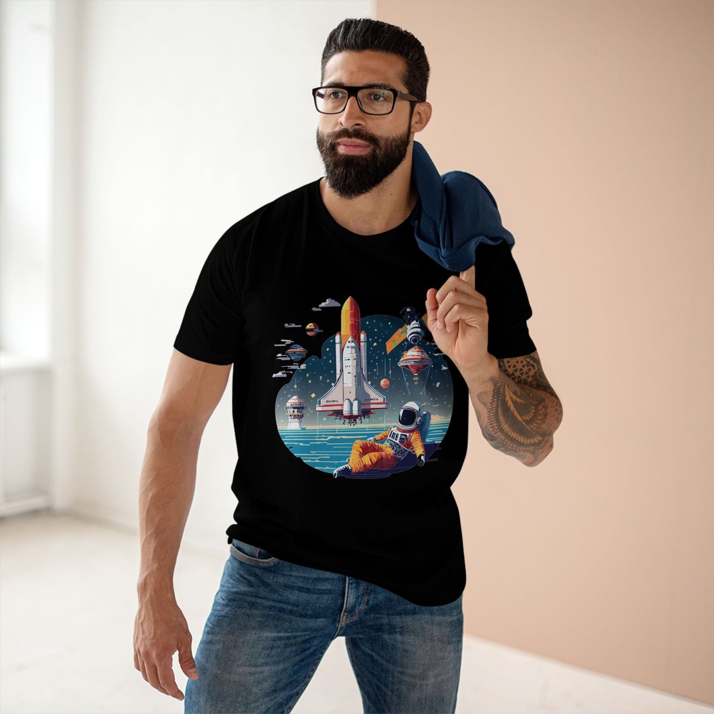 Cosmos Astronaut Shirt CS35 Unisex Premium Cotton Tee With Original Art Design Retro2Nova